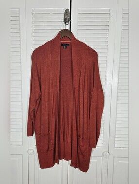 Atmosphere Burnt Orange Open Front Long Line Lightweight Long Sleeve Cardigan 16